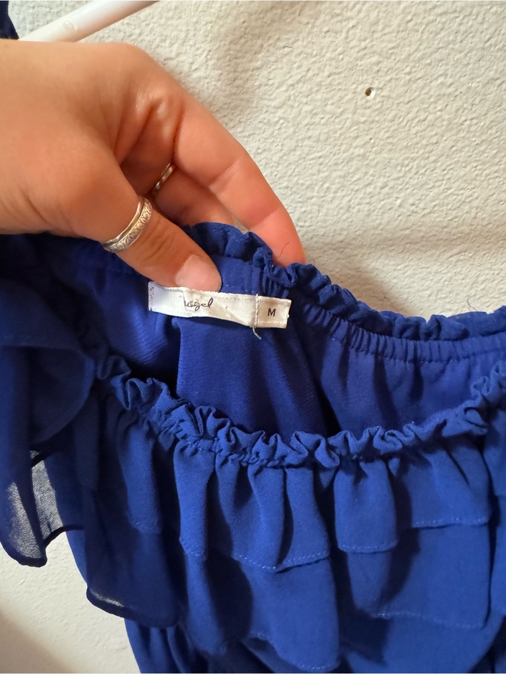 One-Shoulder Ruffle Mini Dress in Royal Blue - Picture 2 of 3